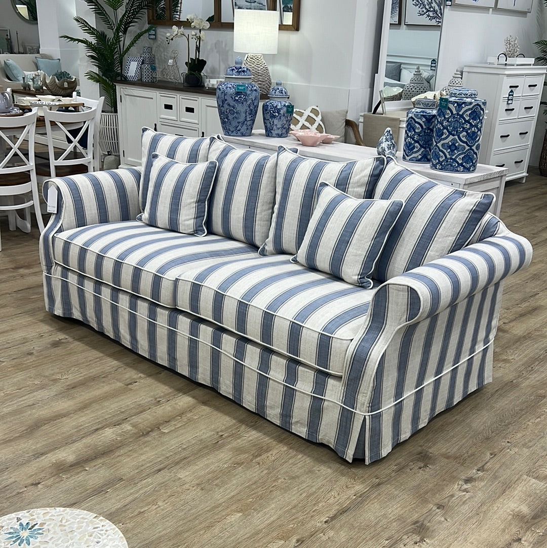 Ayla Hamptons 3 Seater Sofa Blue Stripe