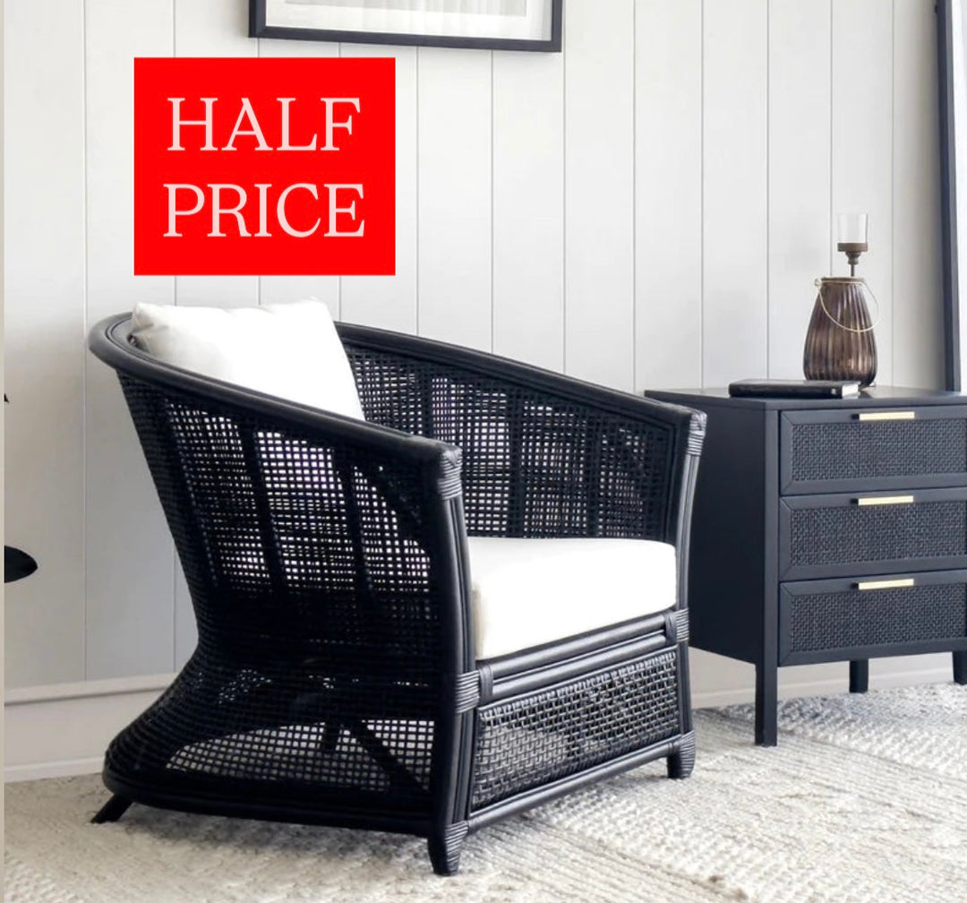 Cayman Rattan Armchair Black FLOORSTOCK OP