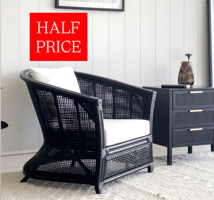 Cayman Rattan Armchair Black FLOORSTOCK OP