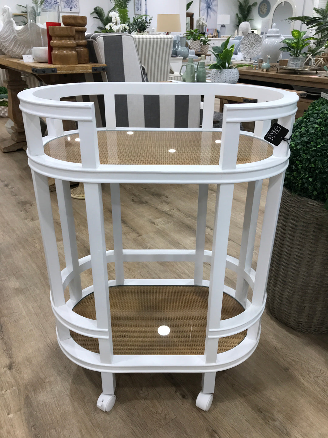 Maui Wood/Rattan Bar Cart