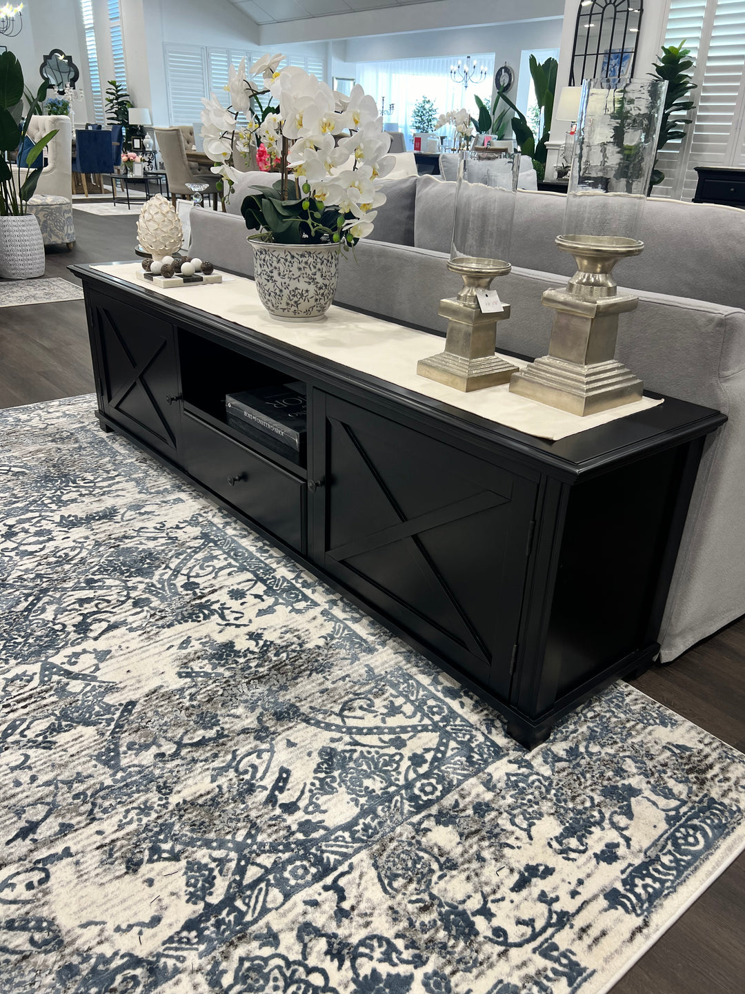 Sorrento Hamptons Black Large TV Unit 220cm