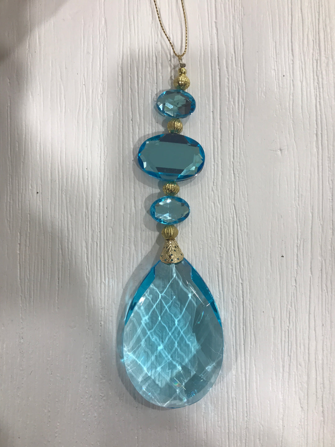 Hanging Jewel Drop Wide Teal