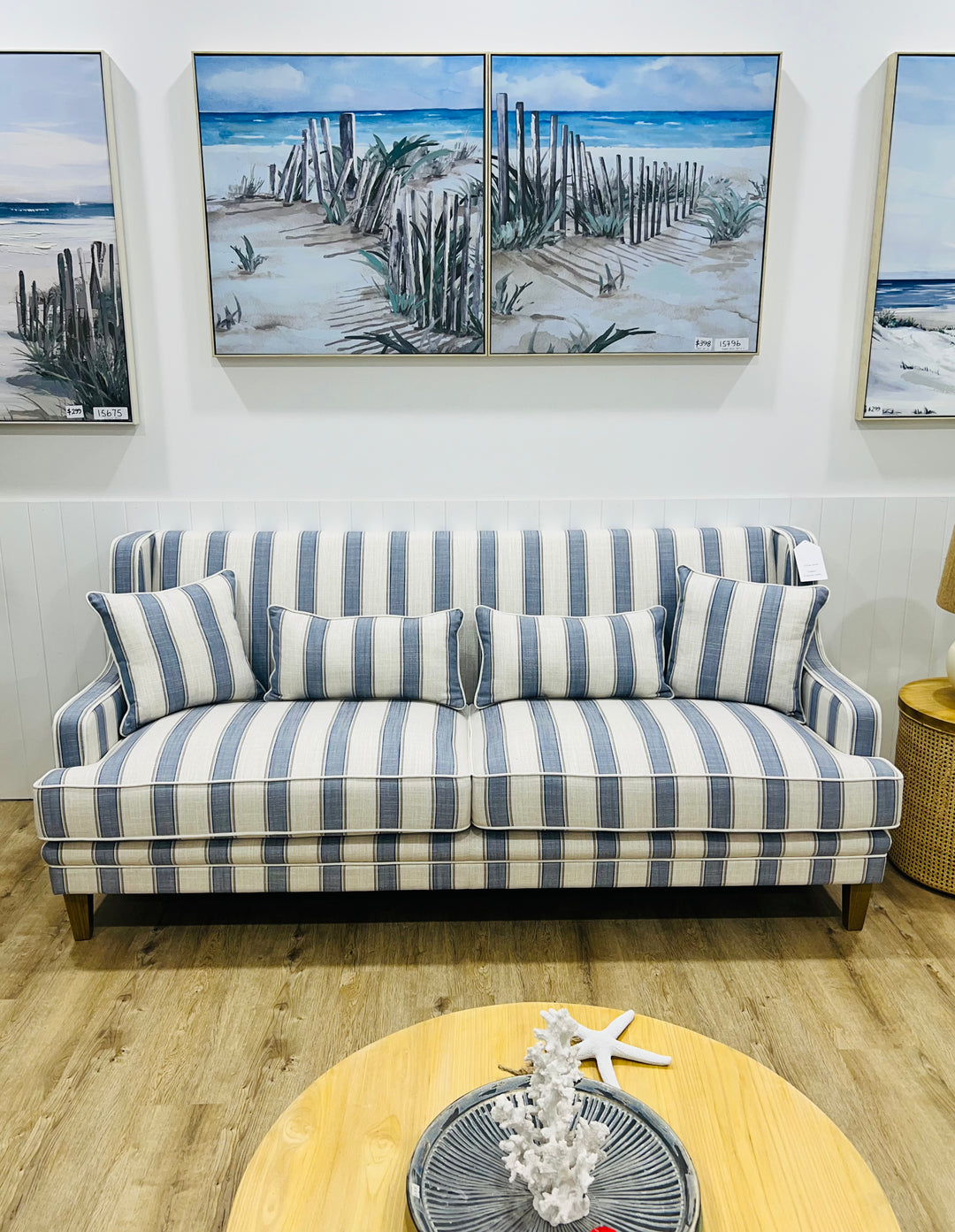 Hudson 3 Seater Sofa Blue Stripe