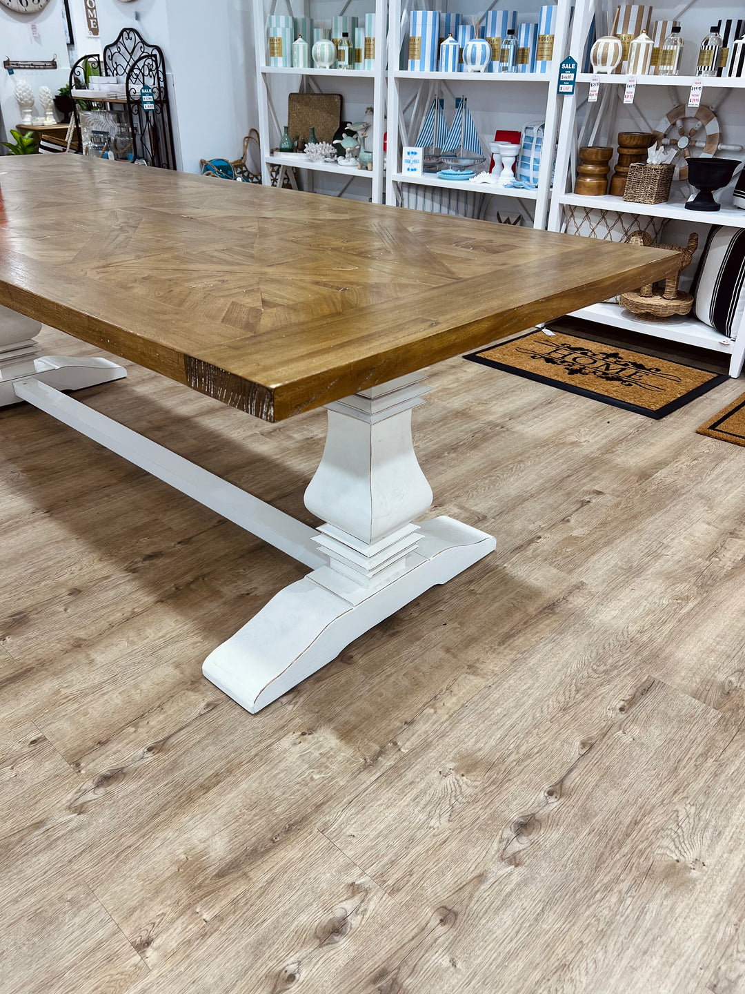 Hudson Hamptons Dining Table 245cm White Legs FLOORSTOCK OP
