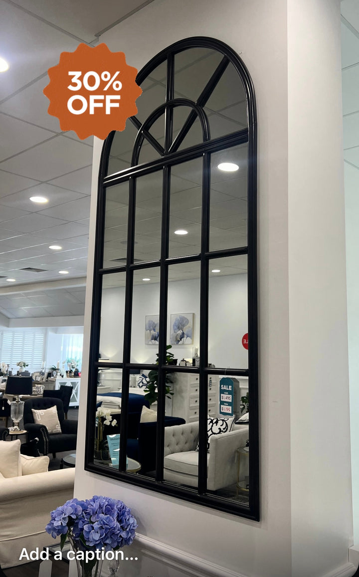 Large Black Iron Arch Mirror