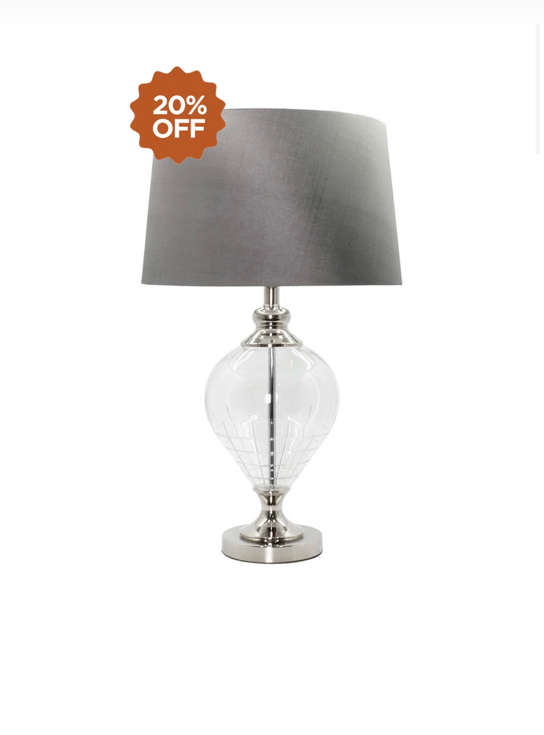 Sheriton Glass Lamp & Shade Light Grey