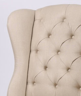 Hampton Beige Buttoned Winged Linen Dining Chair