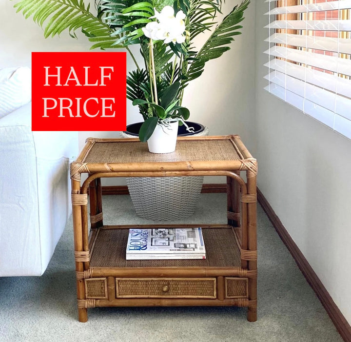 Cayman Rattan Side Table Glass Top FLOORSTOCK