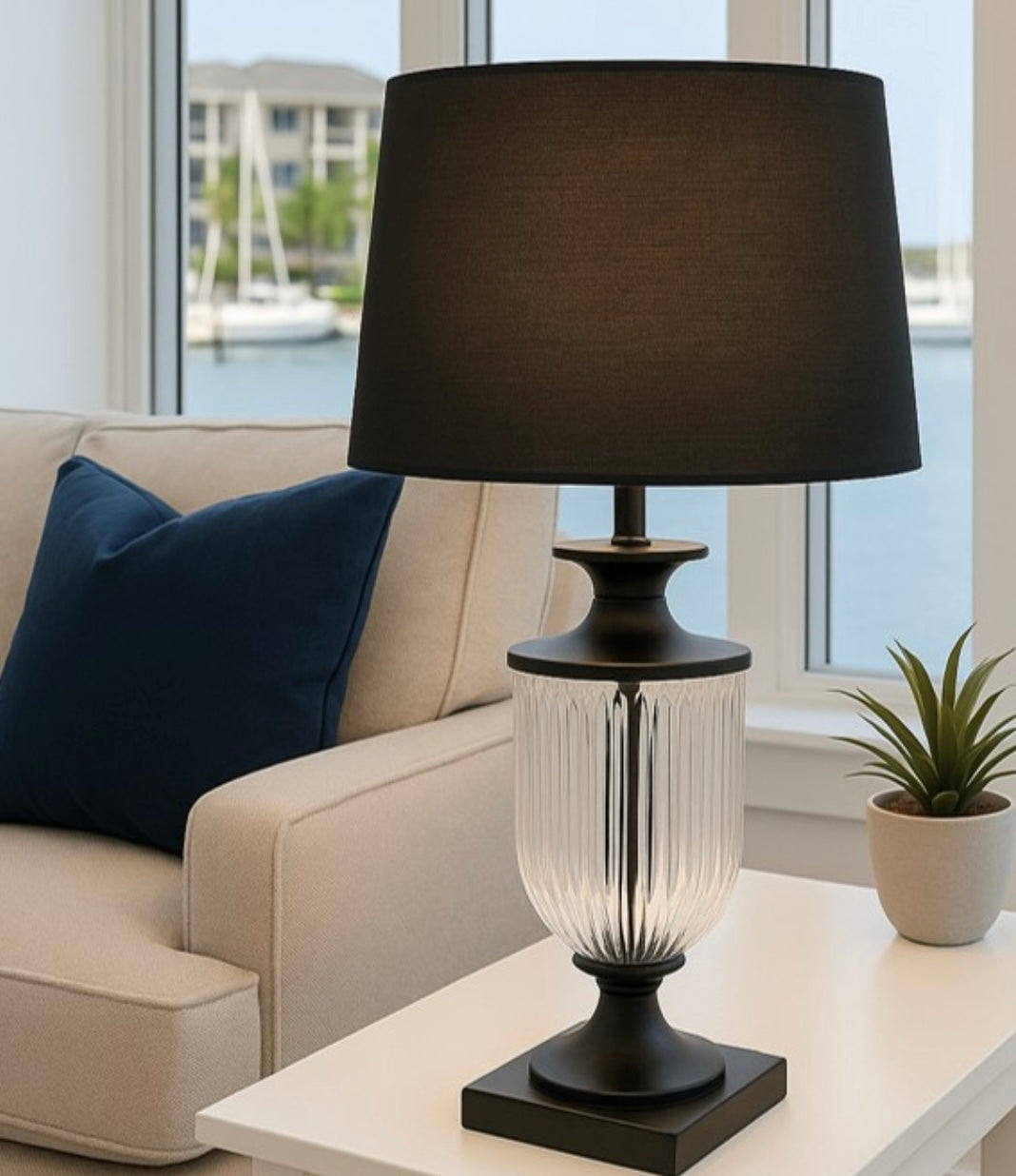 Palm Isles Glass & Metal Lamp & Shade