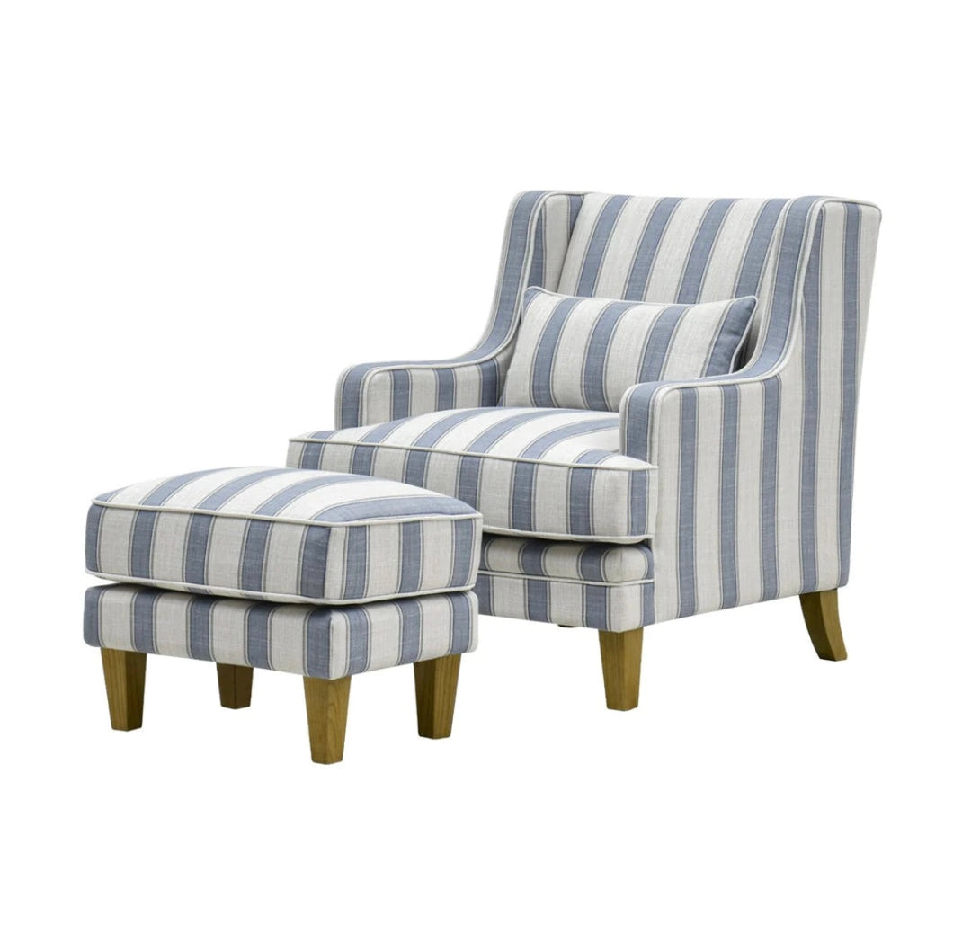 Hudson Blue Stripe Armchair