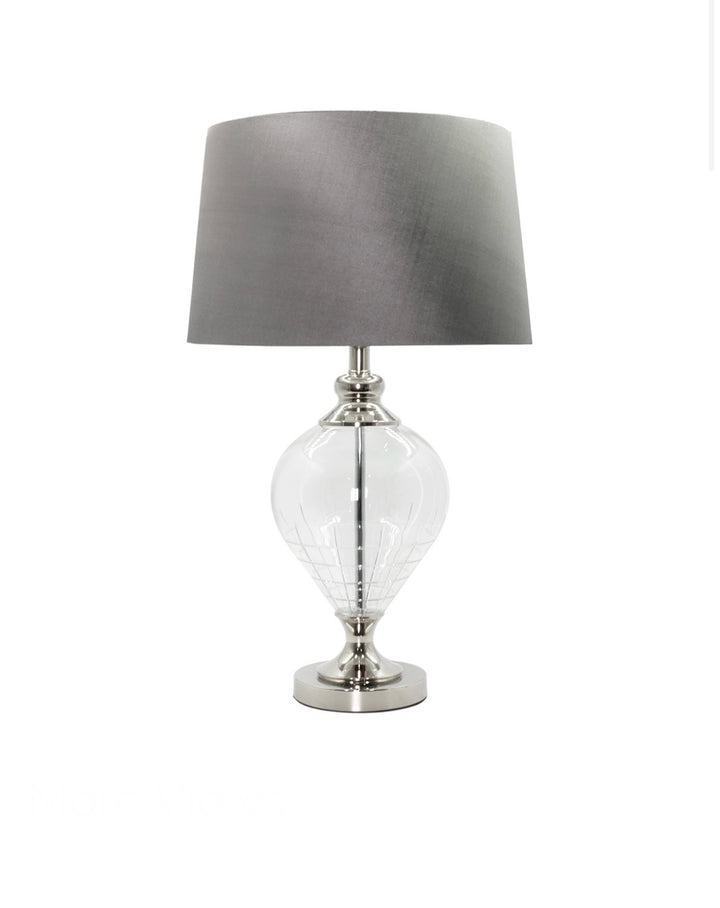Sheriton Glass Lamp & Shade Light Grey