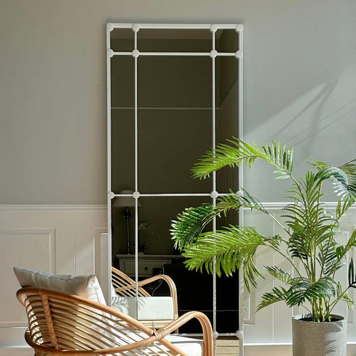 12 Pane White Rectangle Mirror