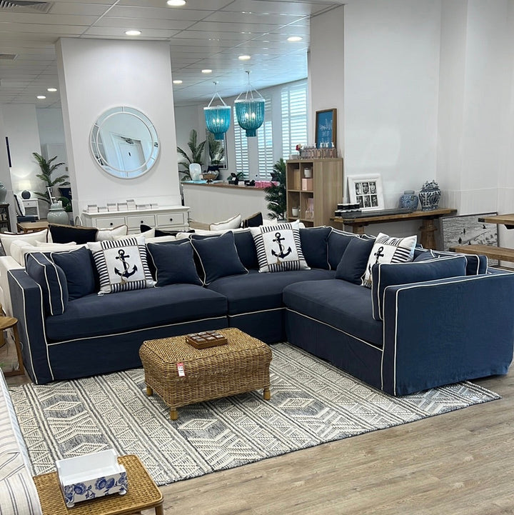 Newport Modular Navy with White Piping Right Side