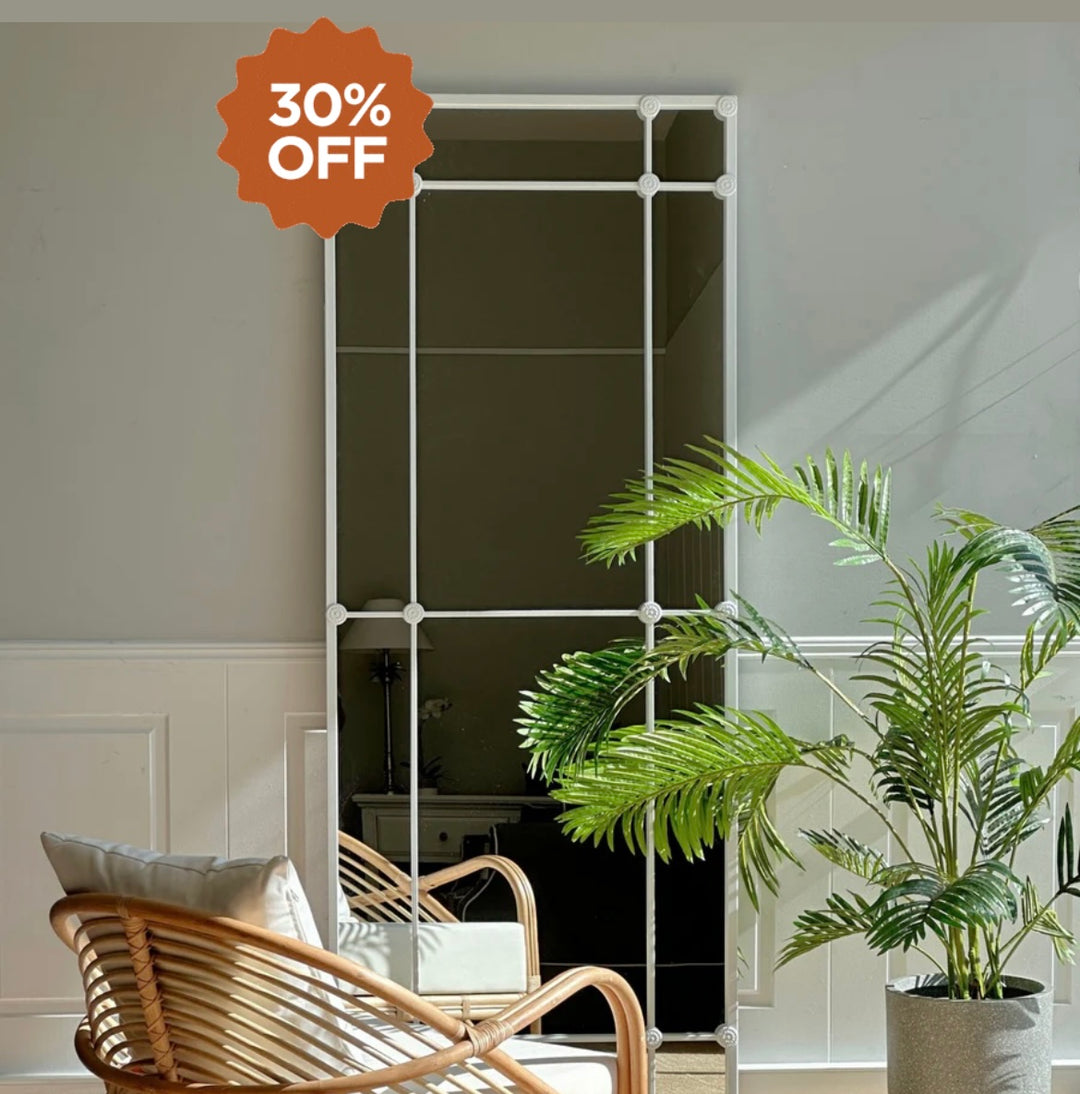 12 Pane White Rectangle Mirror