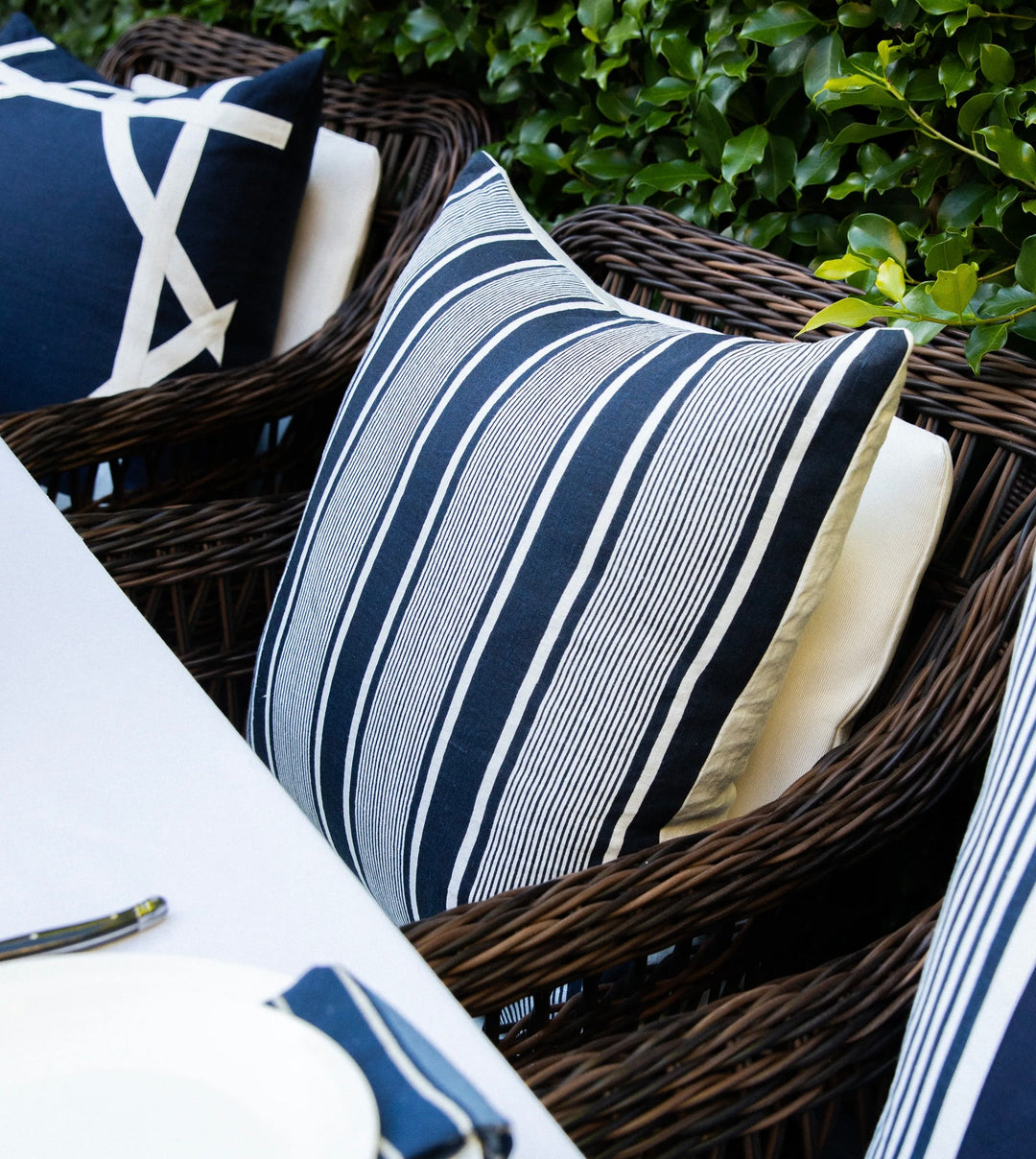 Hamptons Linen Capri Stripe Navy Cushion