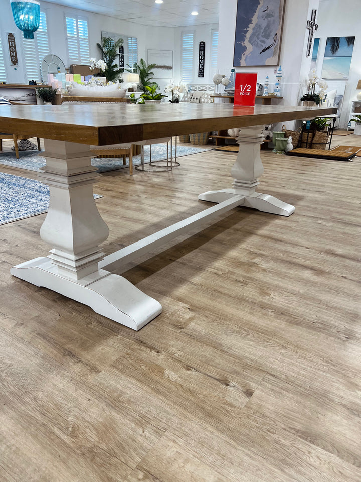 Hudson Hamptons Dining Table 245cm White Legs FLOORSTOCK OP