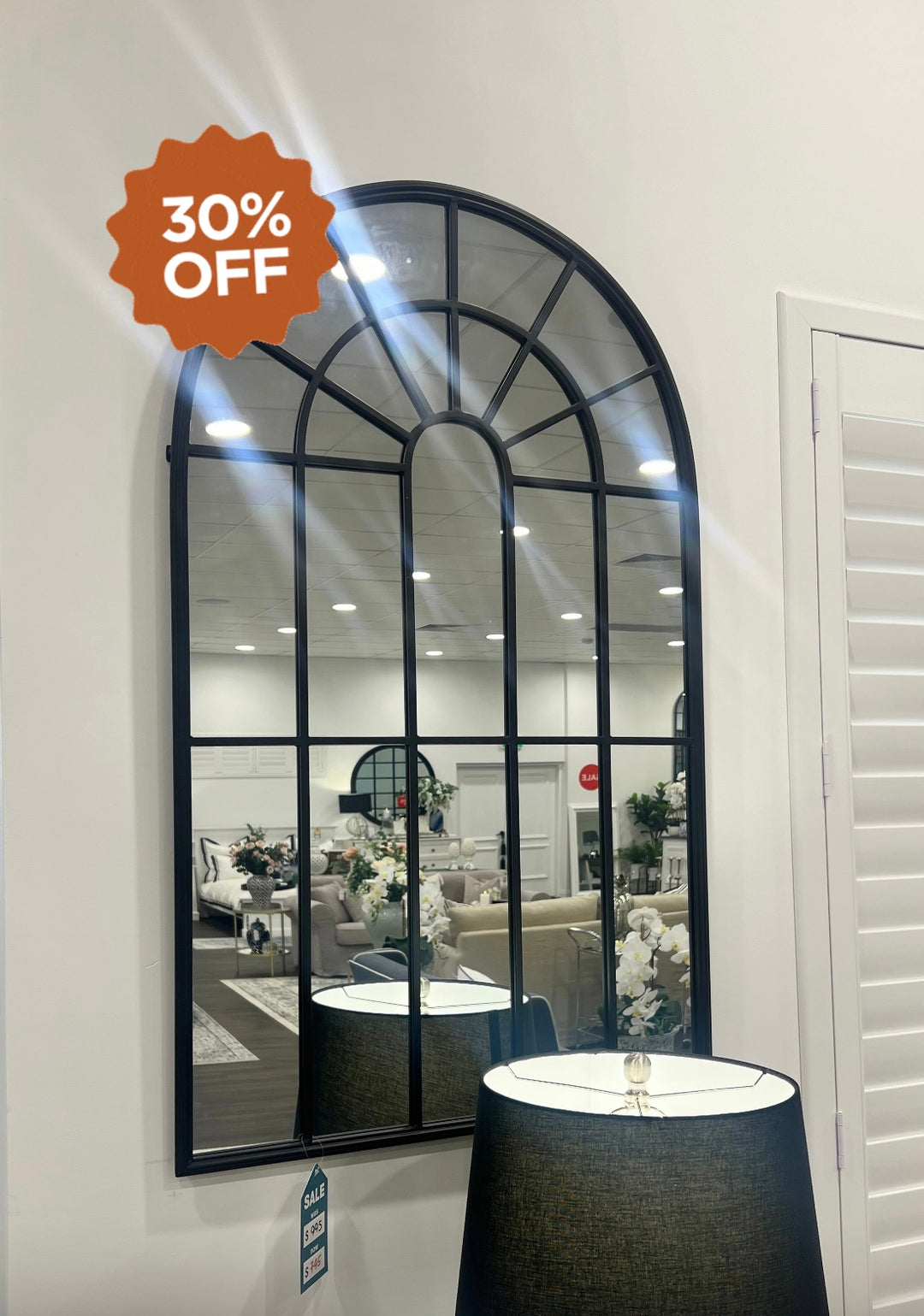 Regency Black Arch Outdoor Mirror