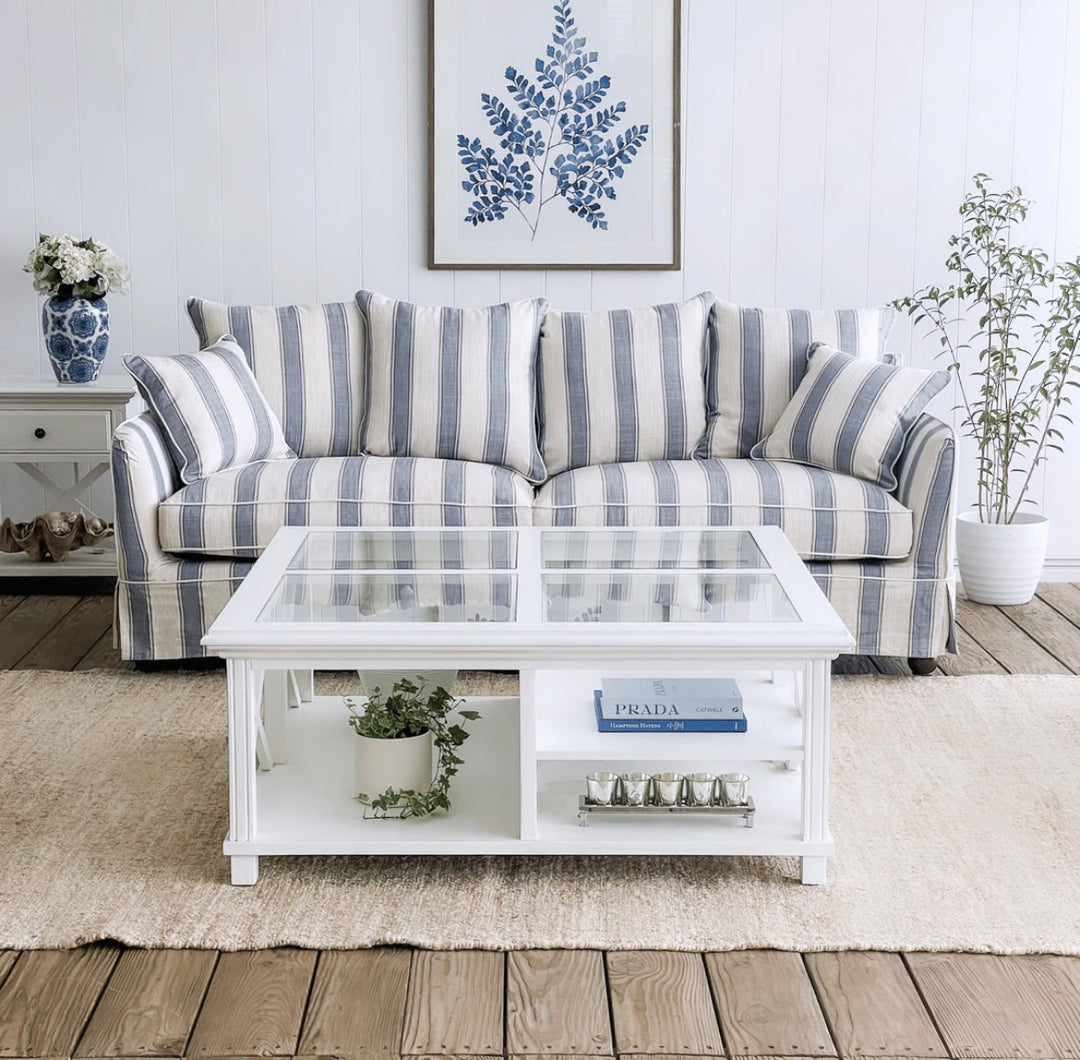 East Hampton Blue Stripe 3 Seater Sofa