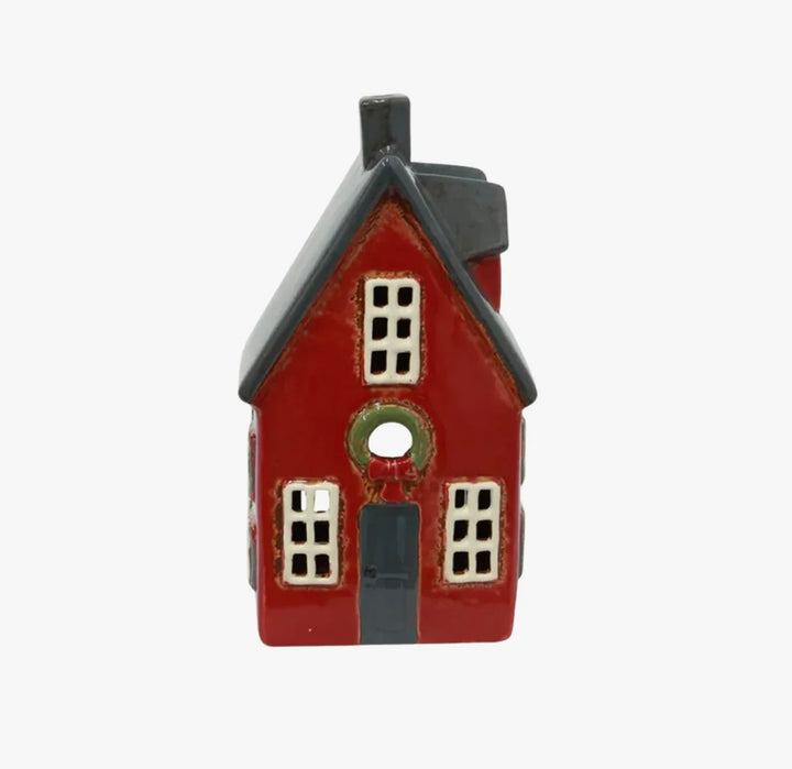Alsace Tea Light Cottage Red with Wreath