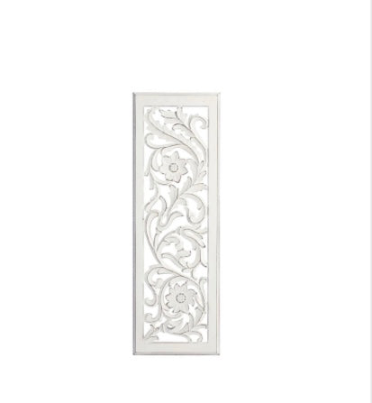 Hamptons Rectangle Flower Carved Wallart