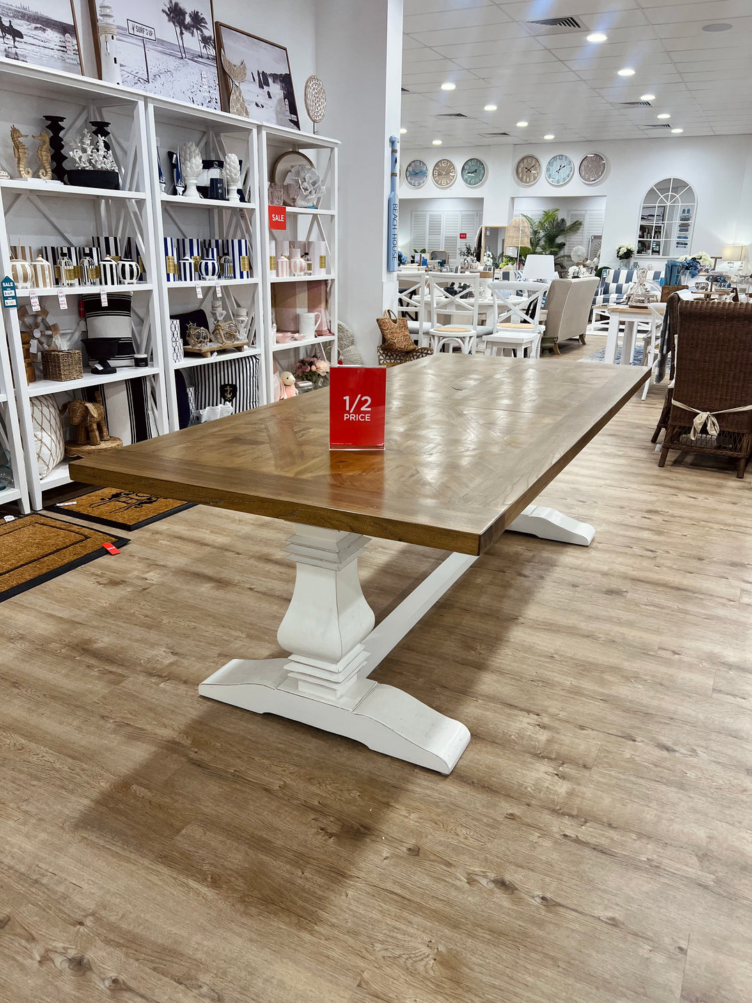 Hudson Hamptons Dining Table 245cm White Legs FLOORSTOCK OP