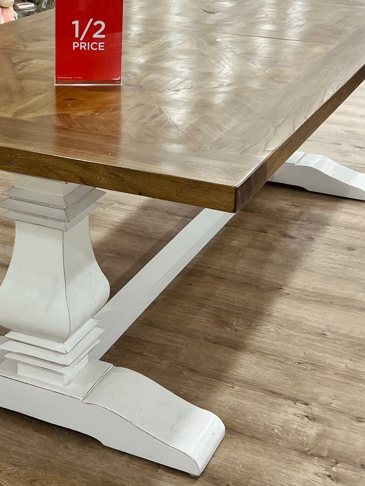 Hudson Hamptons Dining Table 245cm White Legs FLOORSTOCK