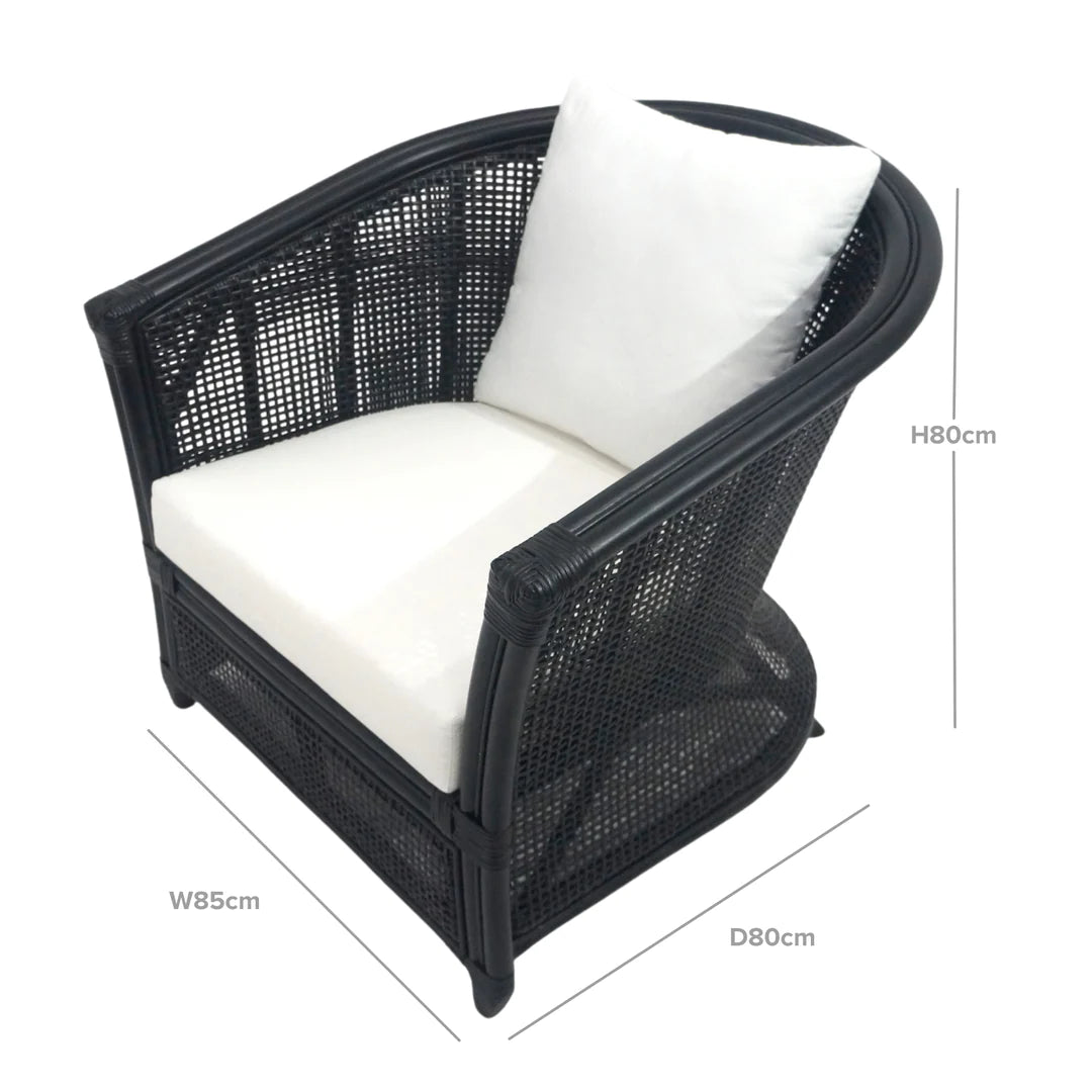 Cayman Rattan Armchair Black FLOORSTOCK OP