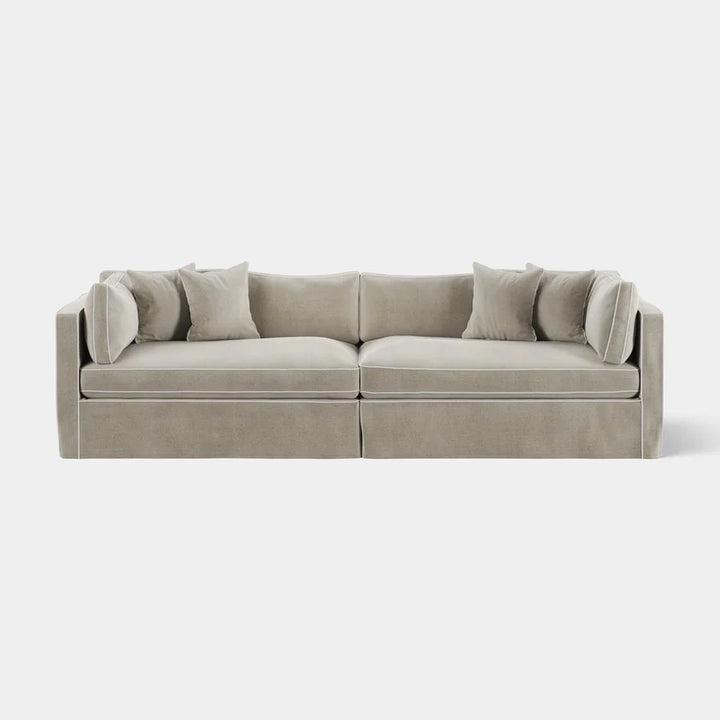 Newport 4 Seat Sofa Natural with White Piping