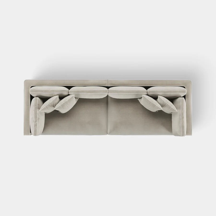 Newport 4 Seat Sofa Natural with White Piping