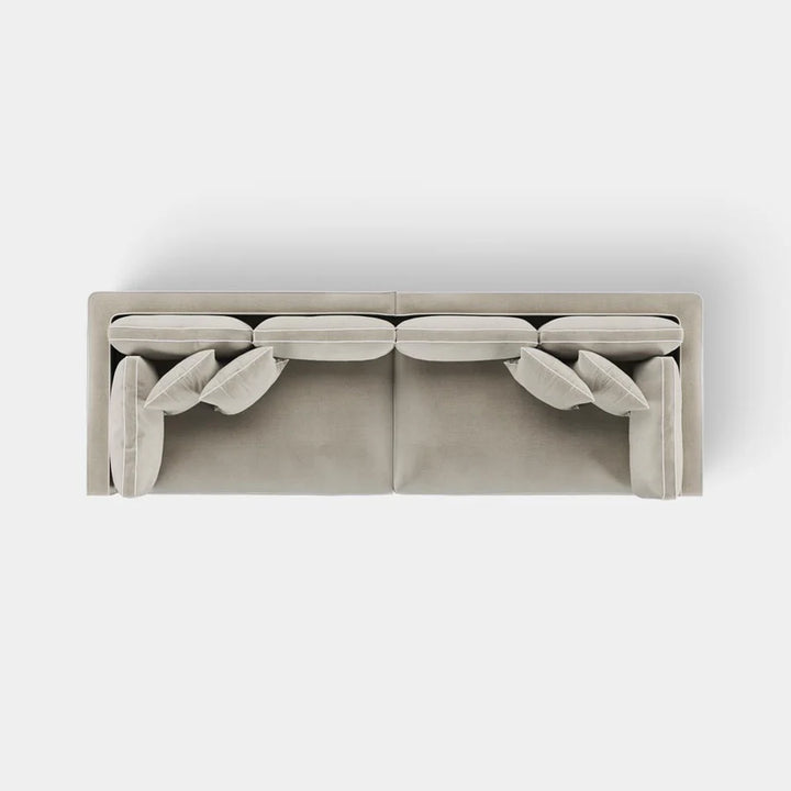 Newport 4 Seat Sofa Natural with White Piping