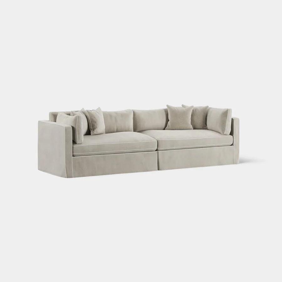 Newport 4 Seat Sofa Natural with White Piping