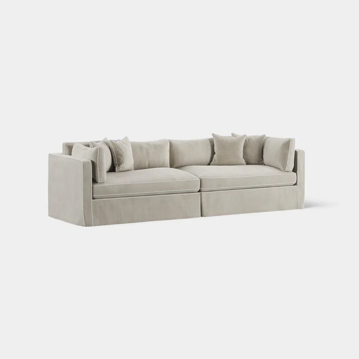 Newport 4 Seat Sofa Natural with White Piping
