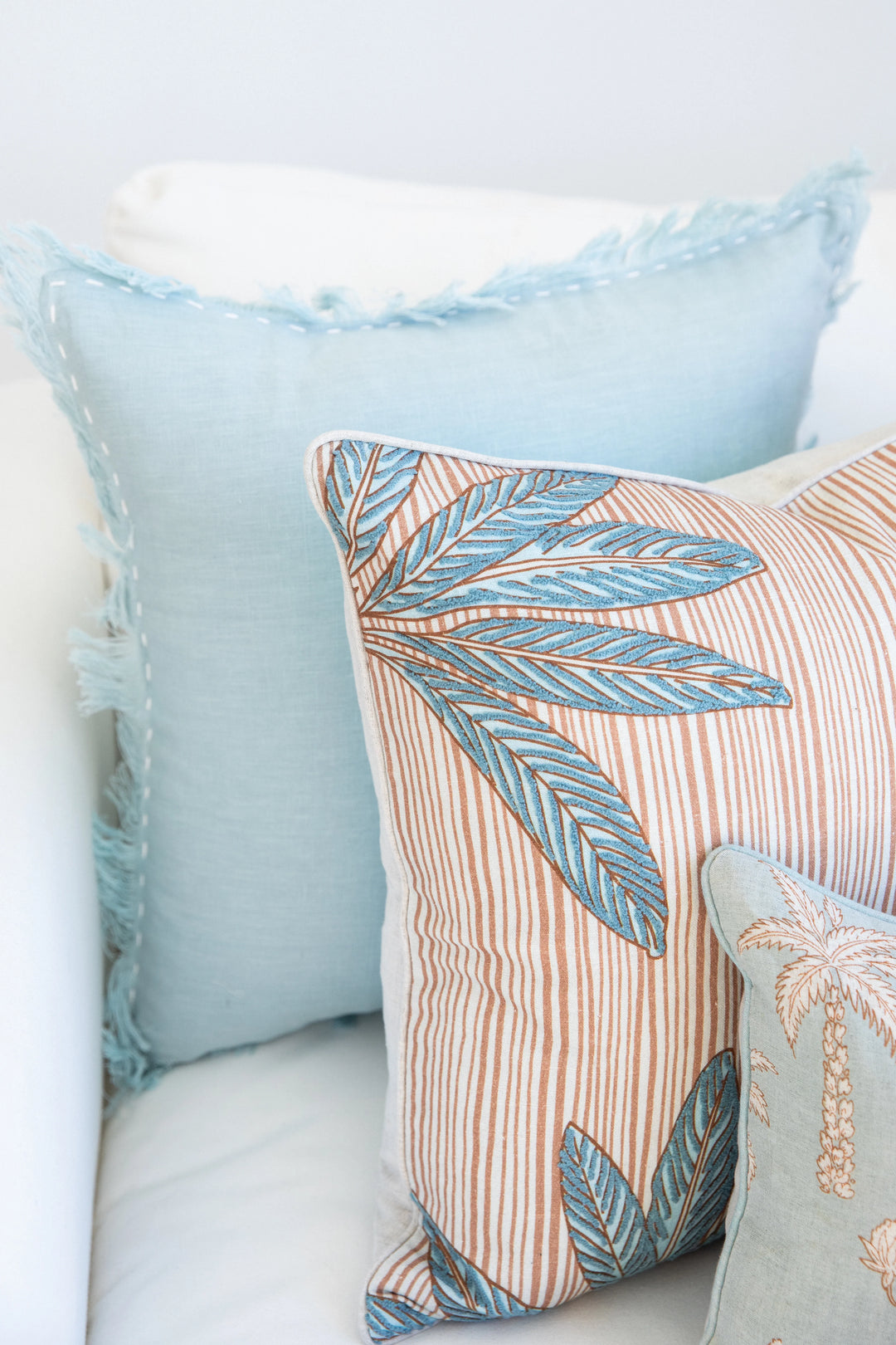 Hamptons Linen Antibes Sky Blue Cushion