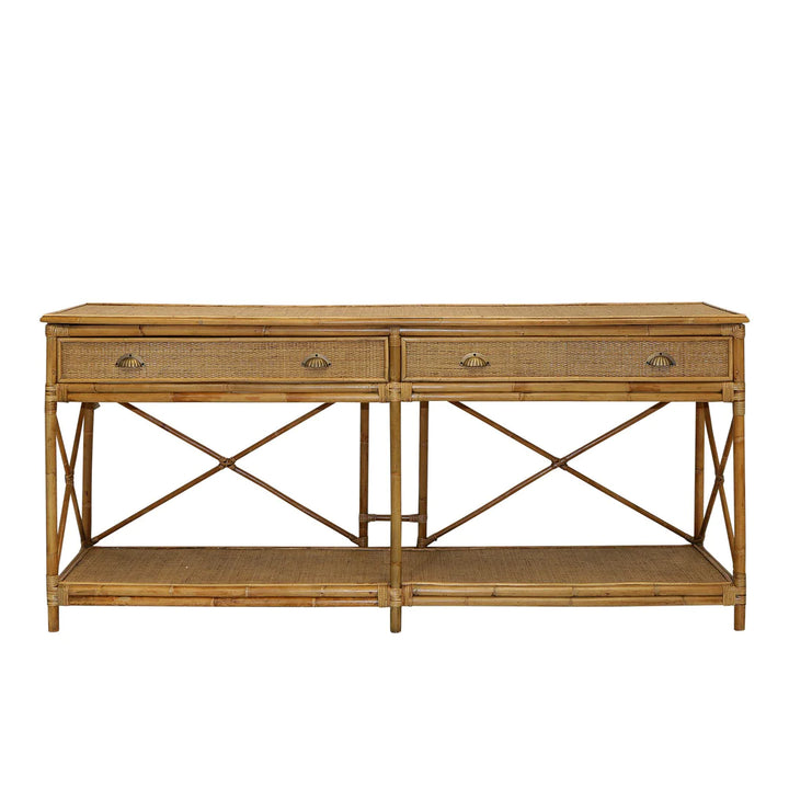 Cayman Large Rattan 2 Drawer Console