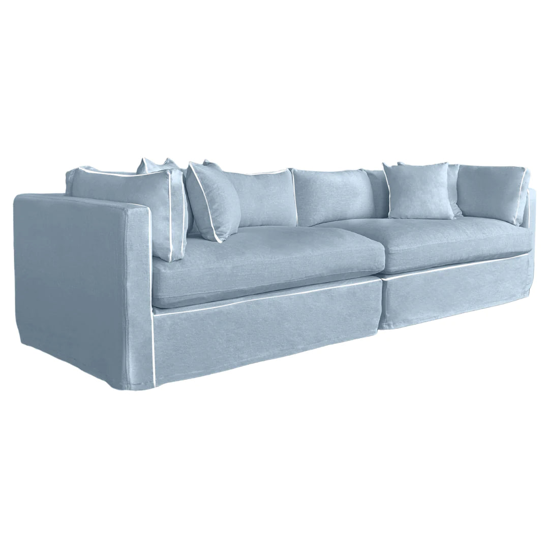 Newport 4 Seat Sofa Duck Egg with White Piping