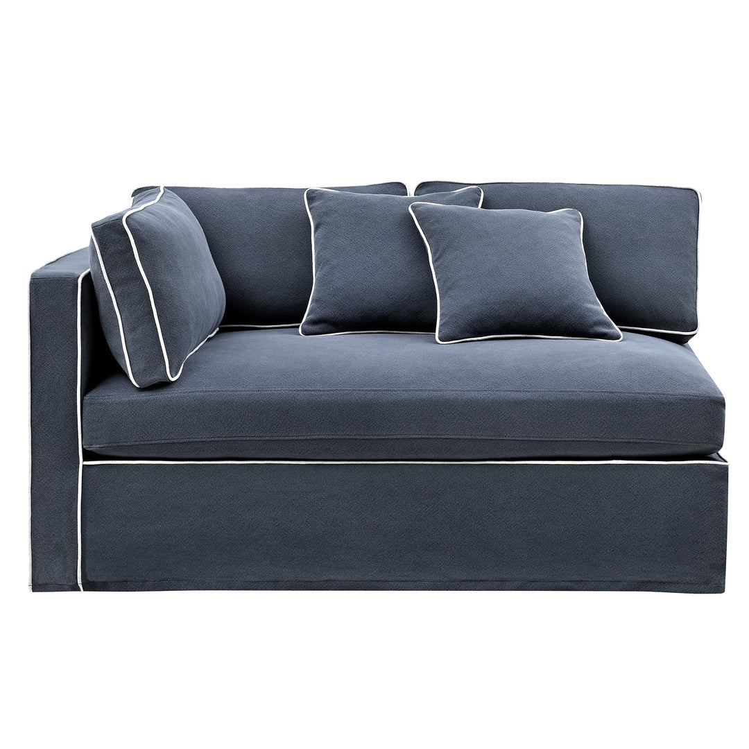 Newport 4 Seat Sofa Navy with White Piping