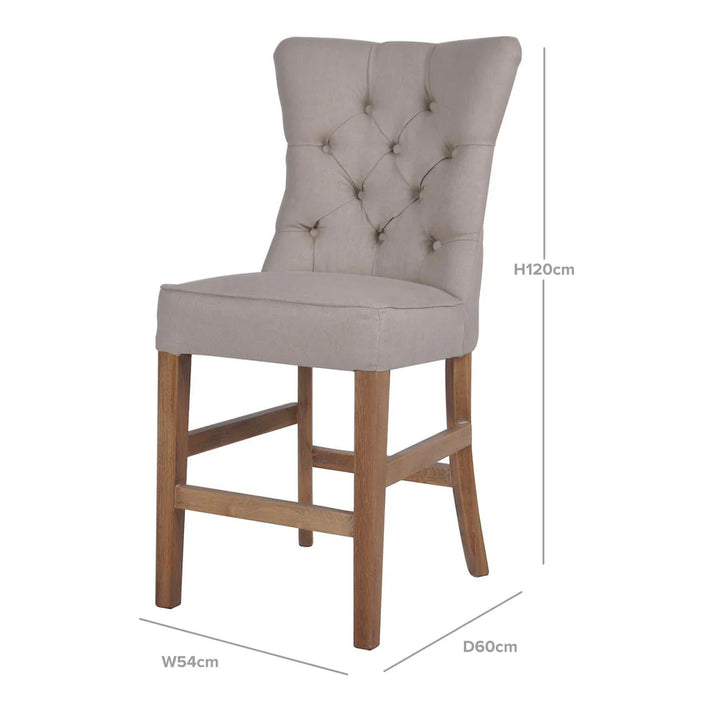 Hampton Beige Linen Counter Chair 65cm Seat Height