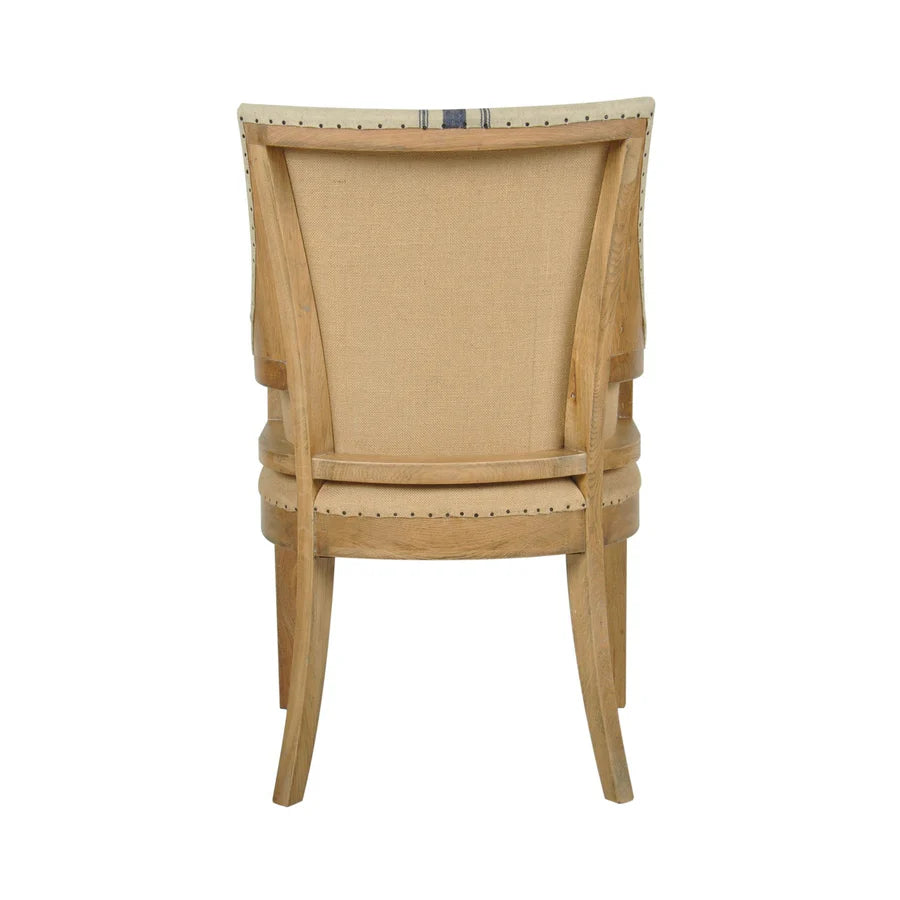 Hampton Oakwood Linen Armchair Blue Stripe