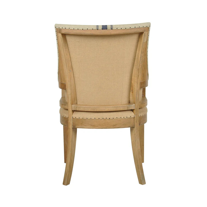 Hampton Oakwood Linen Armchair Blue Stripe