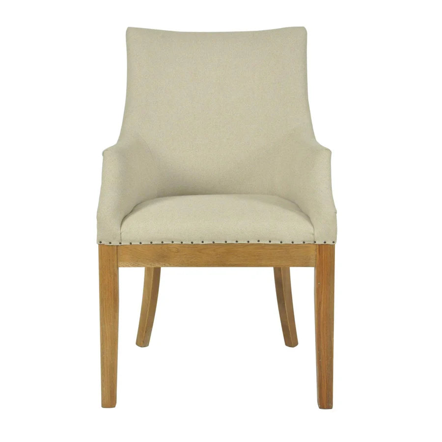 Hampton Oakwood Linen Carver Chair