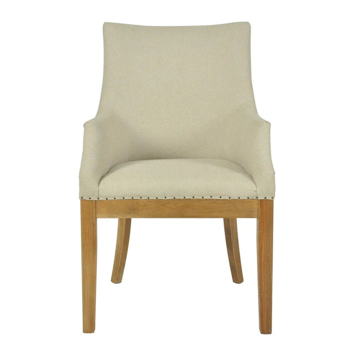 Hampton Oakwood Linen Carver Chair