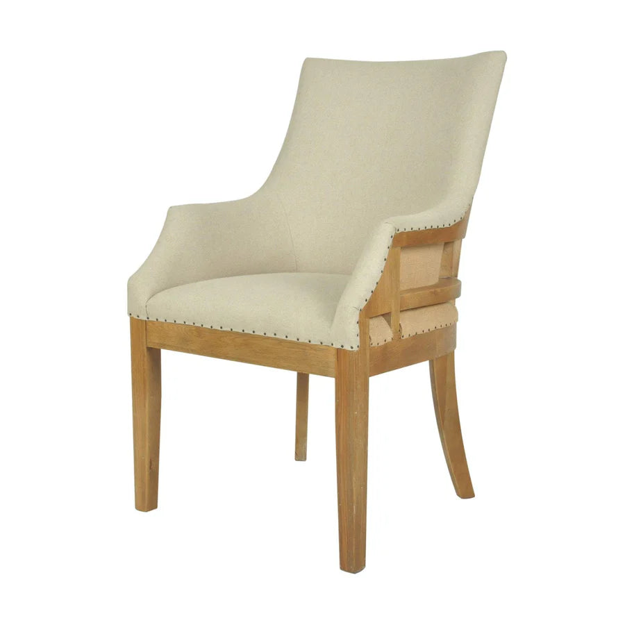 Hampton Oakwood Linen Carver Chair