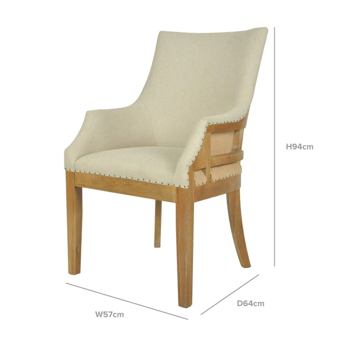 Hampton Oakwood Linen Carver Chair