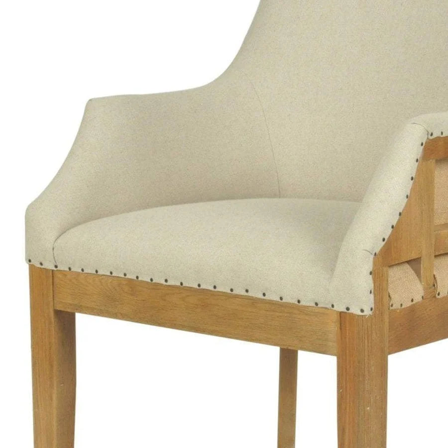 Hampton Oakwood Linen Carver Chair