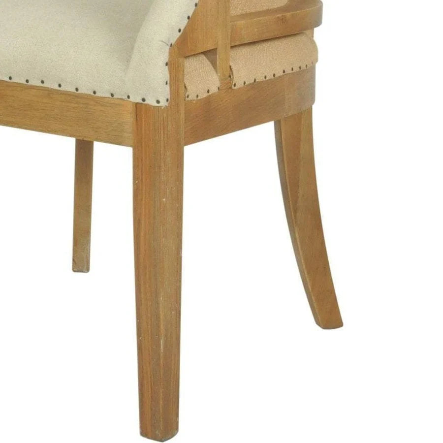 Hampton Oakwood Linen Carver Chair