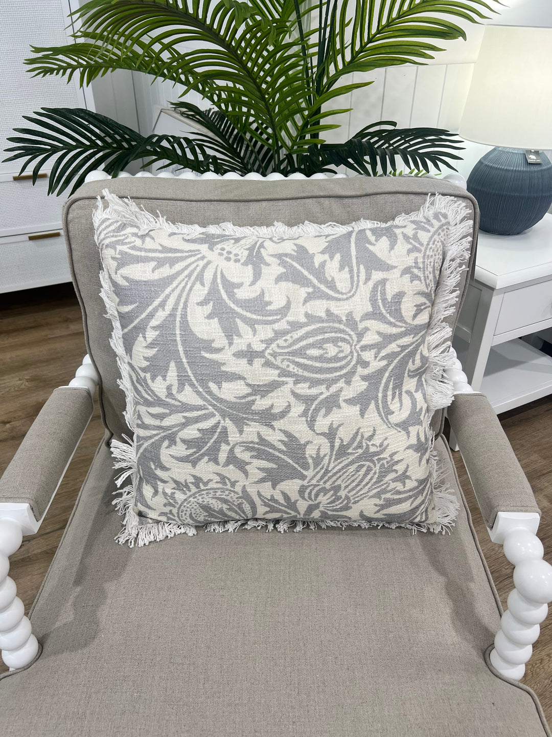 Hamptons Damask Grey Cushion