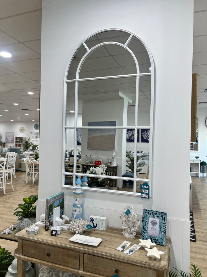 Hamptons White Iron Arch Mirror Small