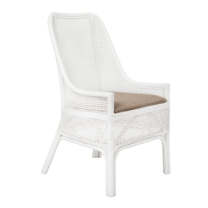 Hamptons Rattan Dining Chair White