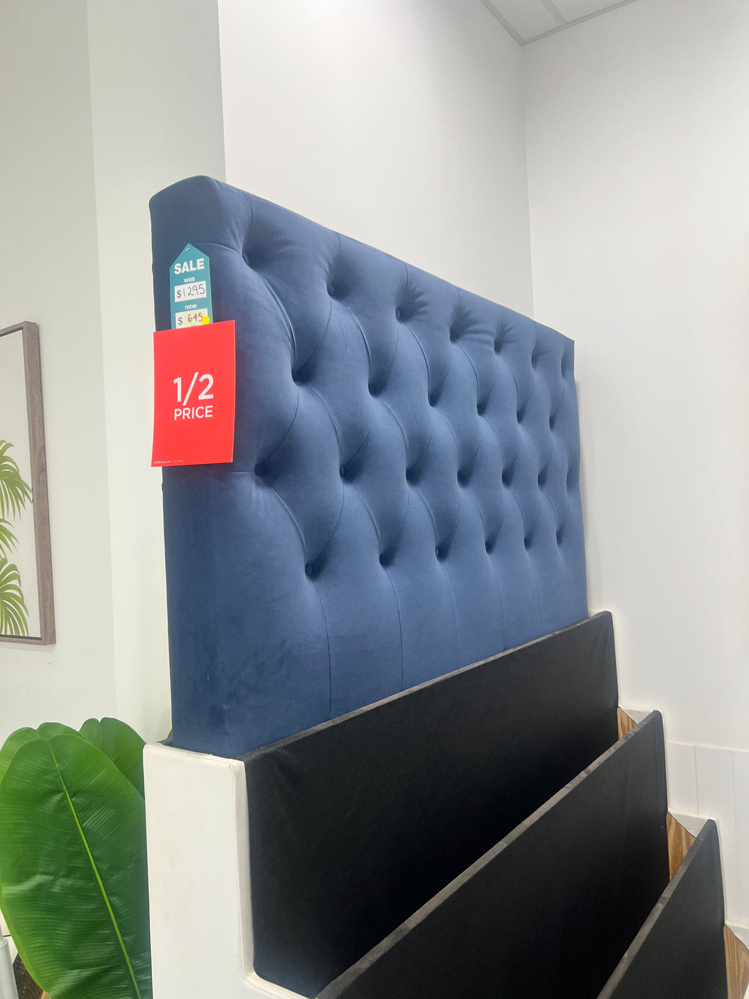 Navy Buttoned Bedhead Queen OP’s FLOORSTOCK