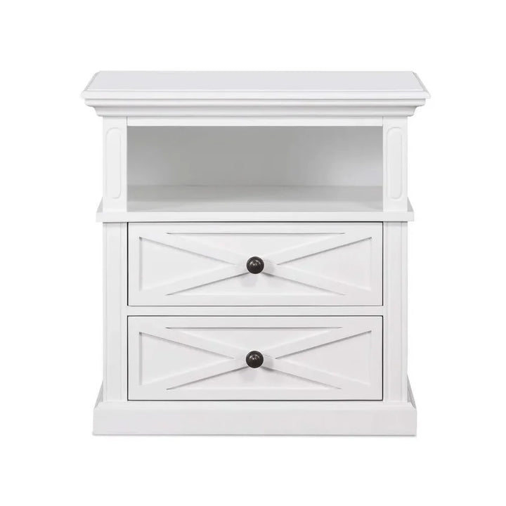SORRENTO HAMPTONS MEDIUM 2 DRAWER BEDSIDE TABLE WHITE